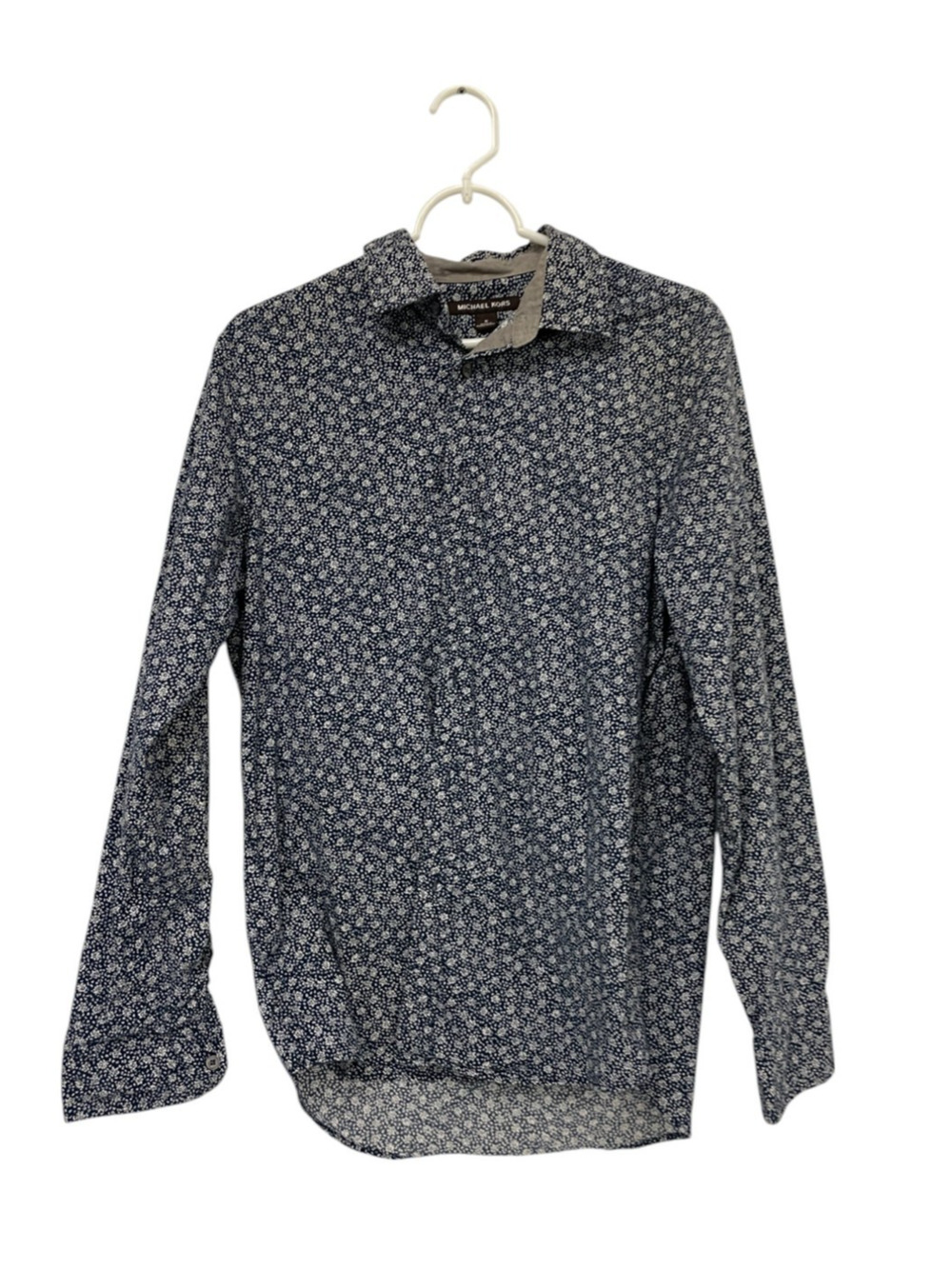 Michael Kors Button Up Shirt Mens M Classic Fit Long Sleeve Blue Floral Print